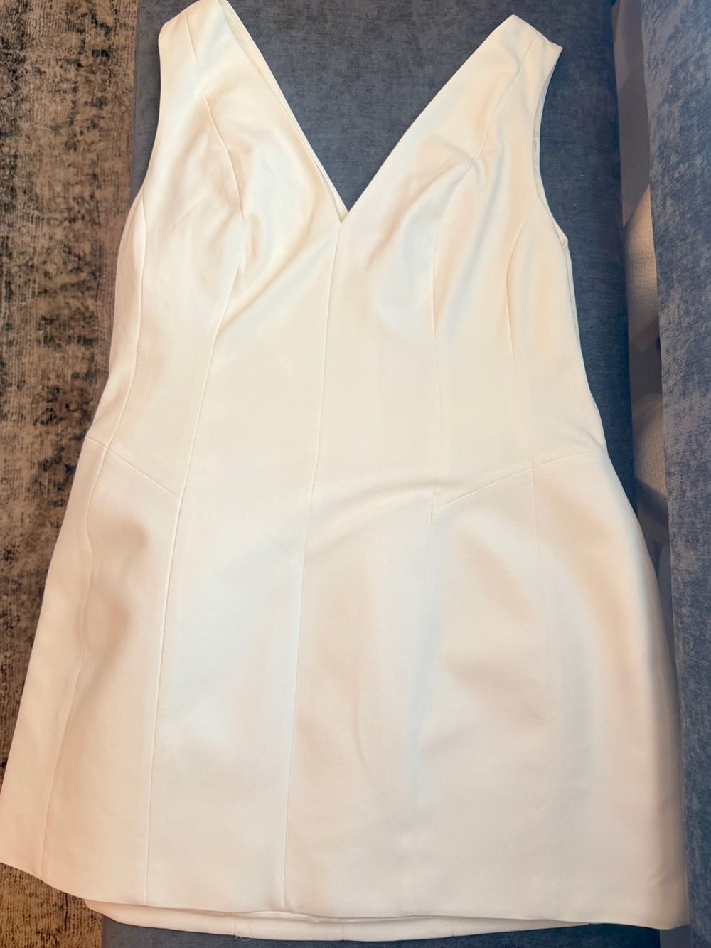 V-Neck White Mini Dress